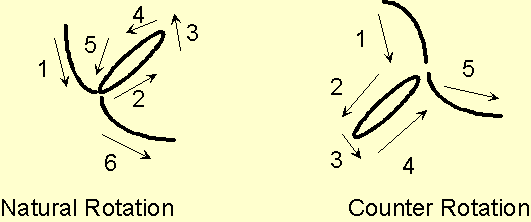 Image showing difference between Natural rotation and Counter rotation for jumps